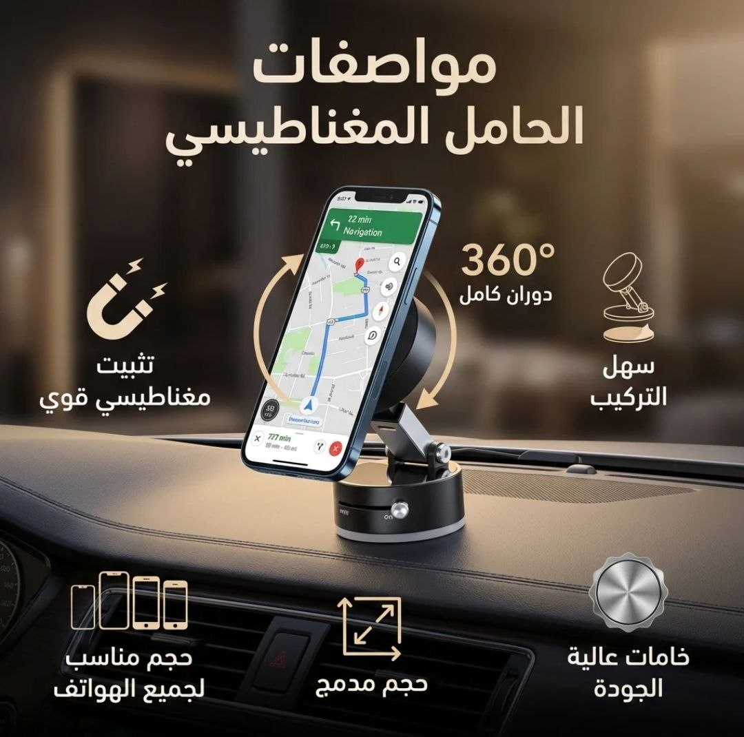 حامل موبايل مغناطيسي بالشفط 4×1