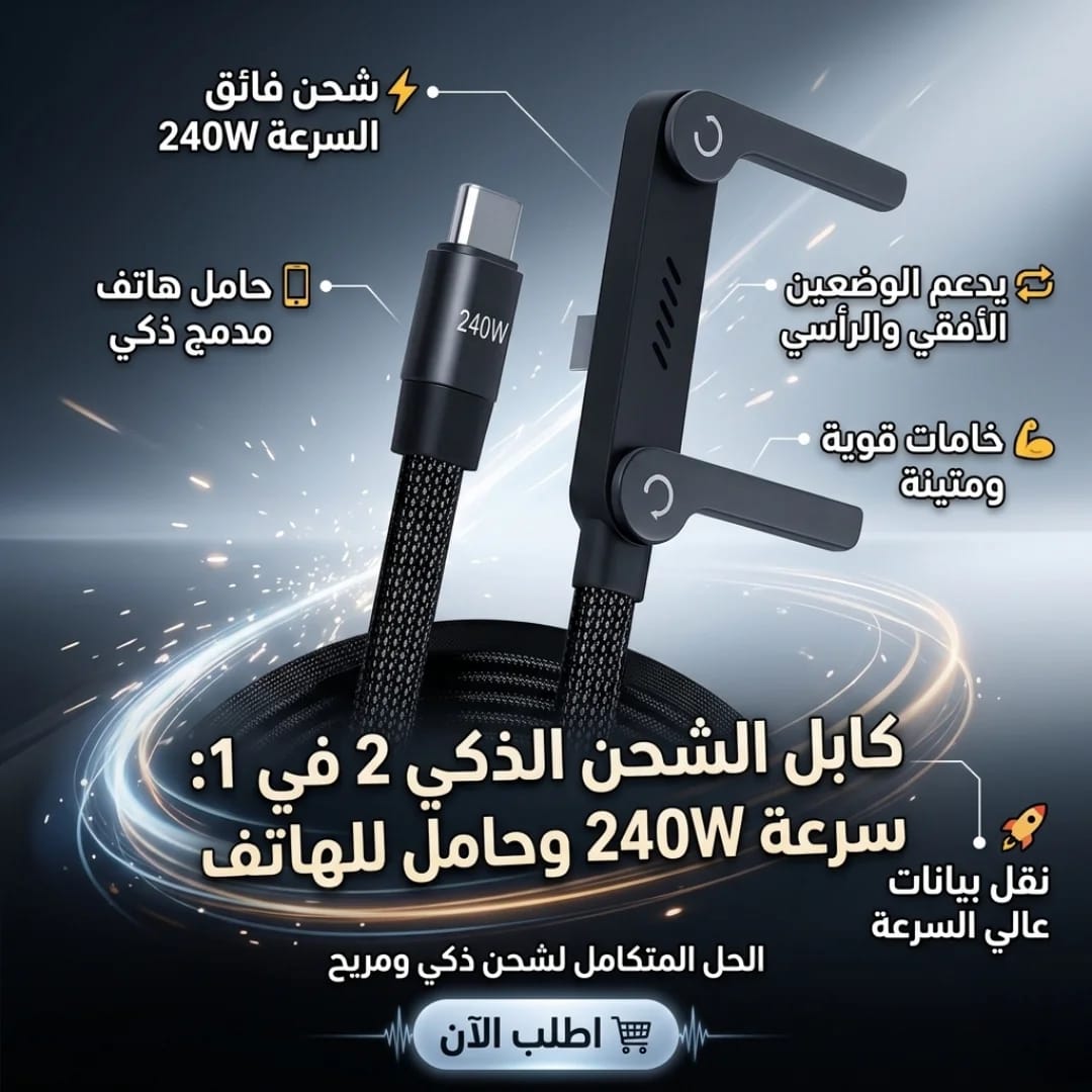 كابل الشحن الذكي 2×1